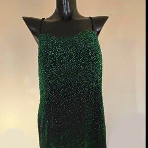 Cassandra Stone Emerald Green Floor Length Beaded Gown